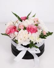 Box with White and Pink Flowers