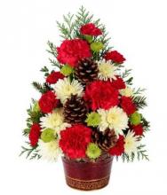 One Sided Flower Arrangement in a Basket