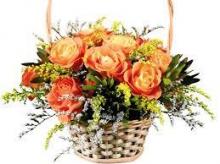 12 Orange Roses Basket